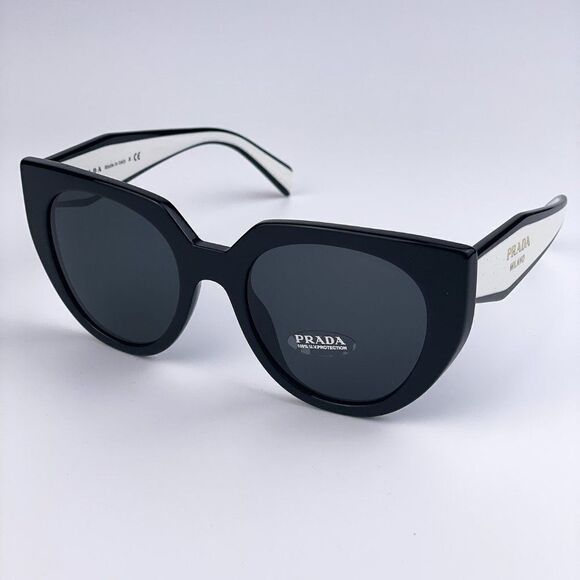 NEW Prada PR14WS 09Q-5S0 Black Talc Gray Cat Eye Oversized Women Sunglasses - Picture 1 of 13